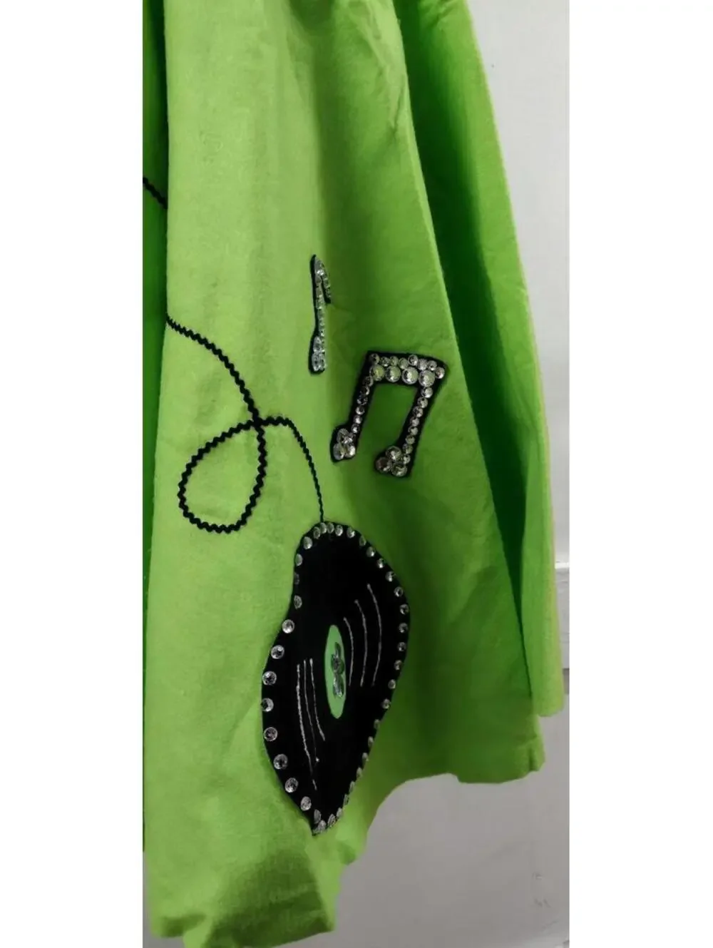 Rockabilly Cosplay Green Neon Full Circle SKirt Size 25 in xs Bejeweled RECORD